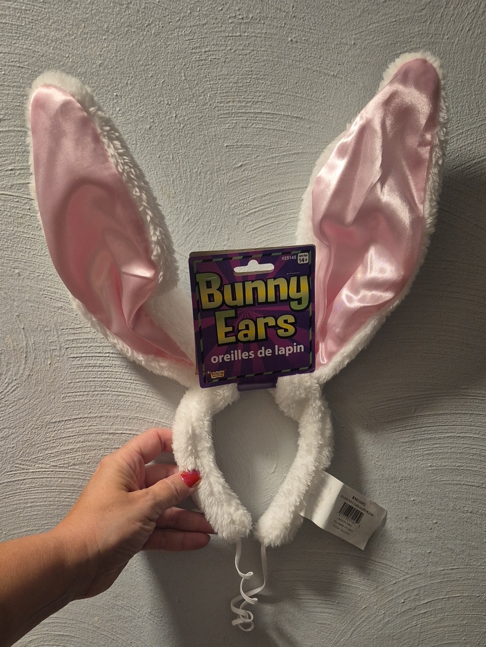 Bunny Ears Headband - White and Pink Adult Costume